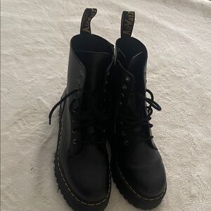 Dr. Martens Black Boots with Yellow Stitching
